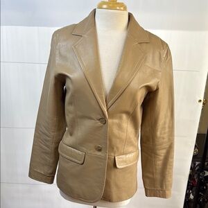 Margaret Godrey Women's Tan 100% Leather Jacket, Size 6